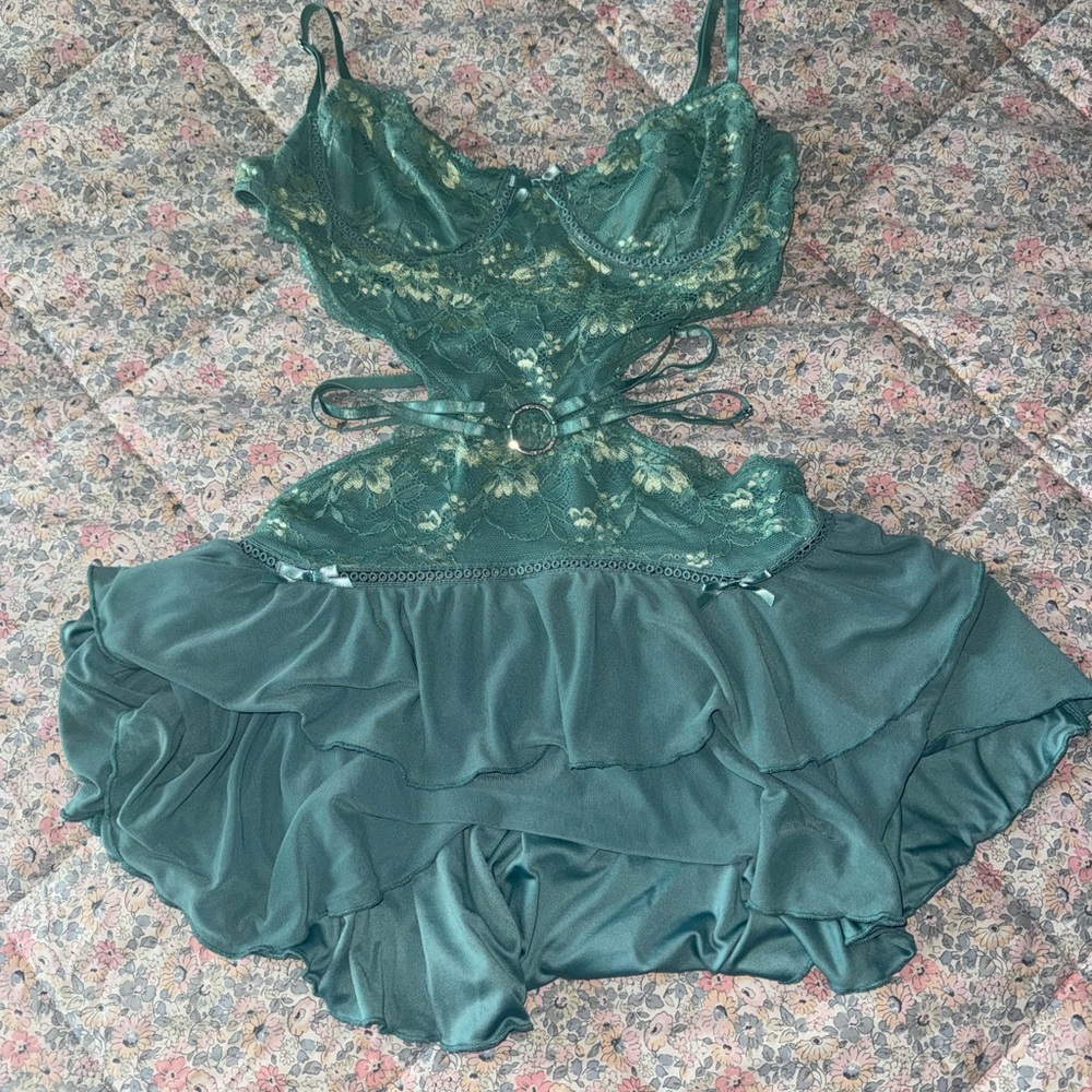 Outcast Santana Mini Dress Teal sz SMALL